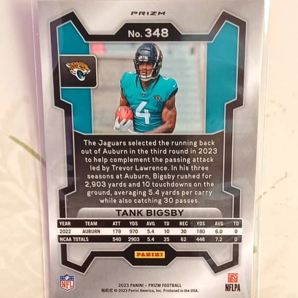 2023 TANK BIGSBY PRIZM RED/ WHITE/BLUE JACKSONVILLE JAGUARS #348 ROOKIE RC - Picture 2 of 2